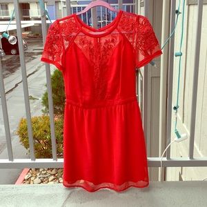 Kimchi Blue red dress with lace and button details